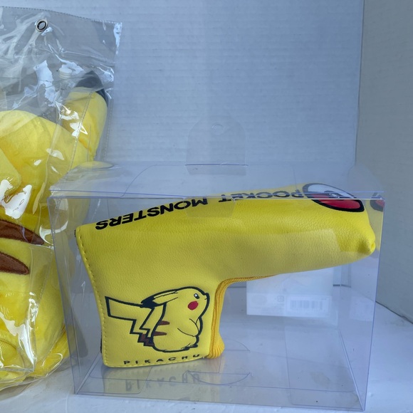 NEW Japan Pokemon Pikachu Yellow Golf Headcovers Putter Woods Hybrid - Set Of 2 - Picture 6 of 6